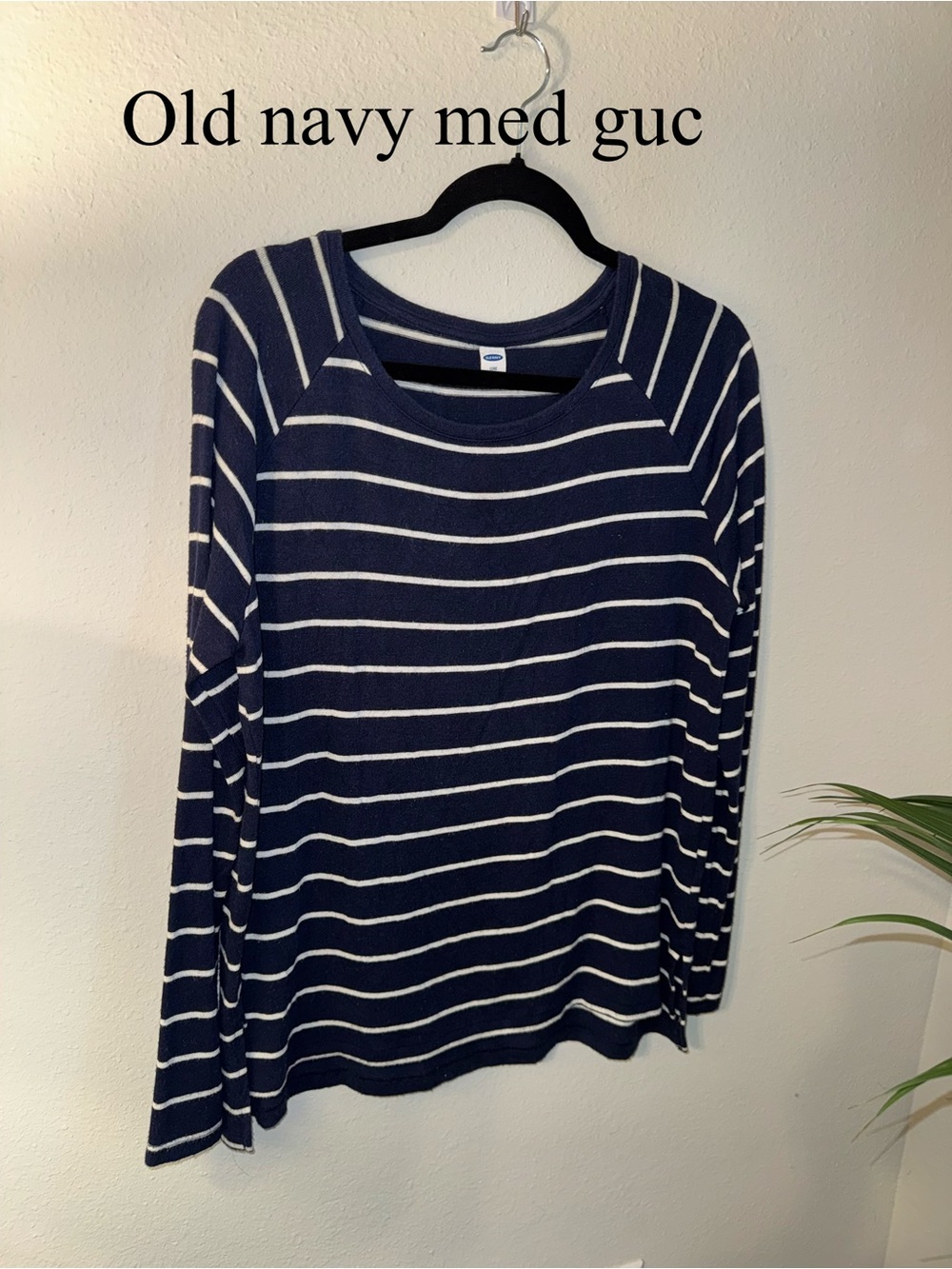 Old Navy Navy & White Striped Crewneck Sweater